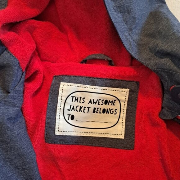 Marks & Spencer boys size 6-9 months blue and white hooded jacket, EUC - Picture 3 of 4